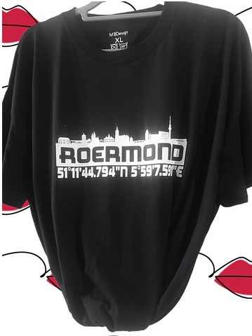 T-shirt skyline/coördinaten Roermond